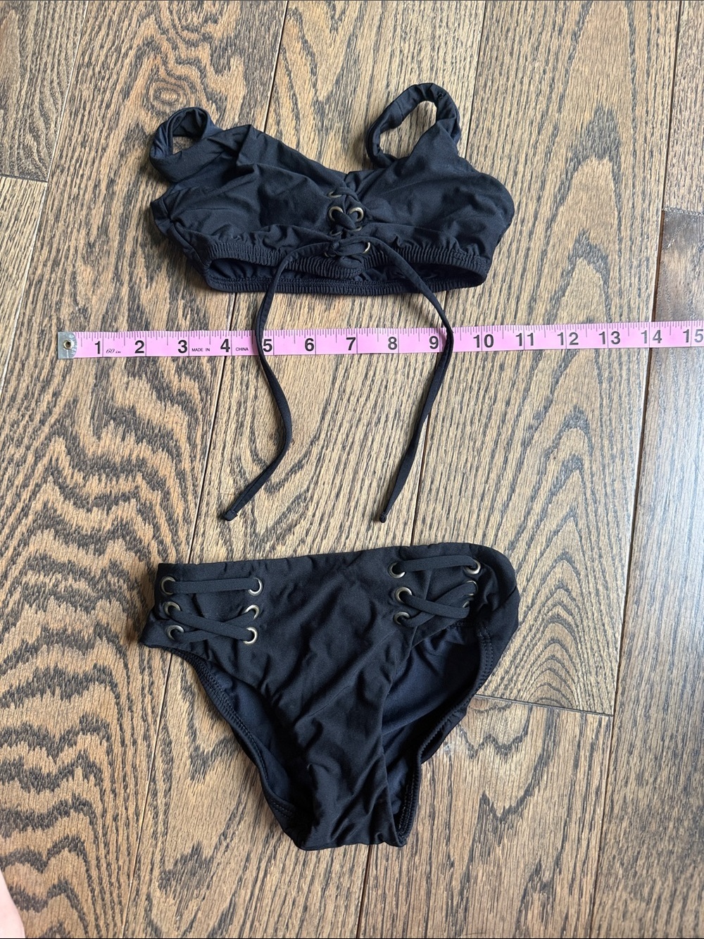 PQ Swim Black Lace-Up Girls Bikini Set